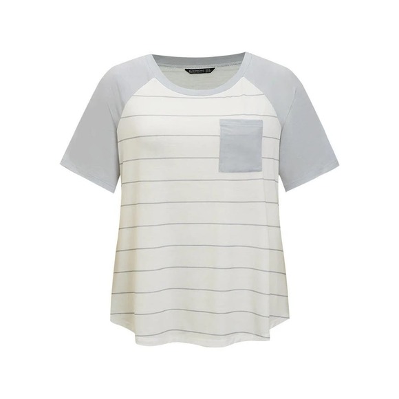 2/$25 Size 22  24 3x • BloomChic • Striped Patched Pocket Raglan Sleeve T-Shirt - Picture 5 of 7